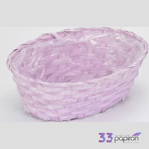 Vessző Fonott kosár pink bambusz ovális kosár rózsazín 25x15cm-es