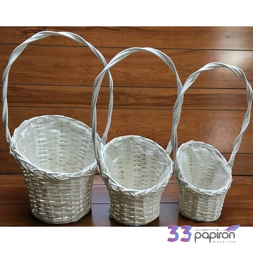 Vessző, fonott kosár szett féloldalas 3db-os 13,5cm,18cm,21cm átmérő
