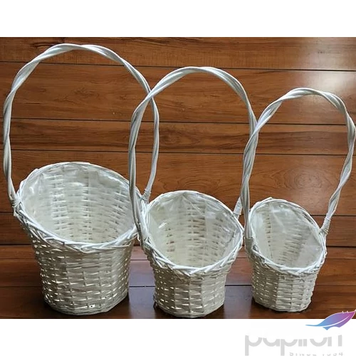 Vessző, fonott kosár szett féloldalas 3db-os 13,5cm,18cm,21cm átmérő