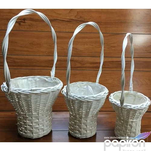 Vessző, fonott kosár szett magas kerek 3db-os átmérő  13-19.5cm,  magasság  54-64cm