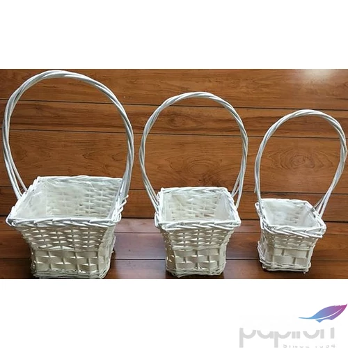 Vessző, fonott kosár szett vastag fonású kocka 3db-os átmérő: 17-27cm,  magasság: 44-52cm