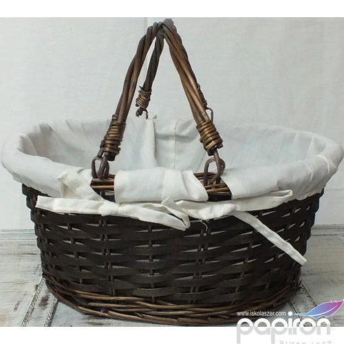 Vessző kosár bélelt lehajtható füllel - 36x27x15/24