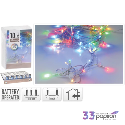 Égősor fényfűzér 10 led 10db-os multicolor beltéri kpm