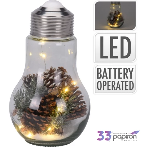 Üveg Villanykörte óriás '24 Dekorációs 10led középmeleg fénnyel 20X20X32 kpm