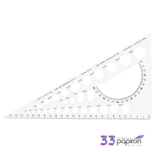 Vonalzó 25cm-es Economix háromszög vonalzó, sablonos, szögmérővel ICO