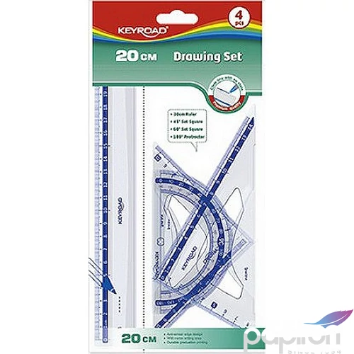 Vonalzó készlet 4db-os Keyroad KR971247 20cm180-45-60fok