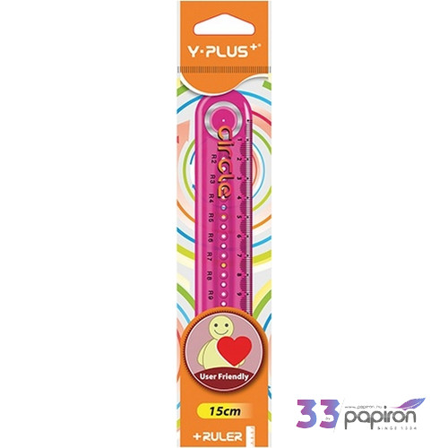 Vonalzó Yplus+ 15cm körzős élénk vegyes színekben DRX1306 iskolaszezonos termék