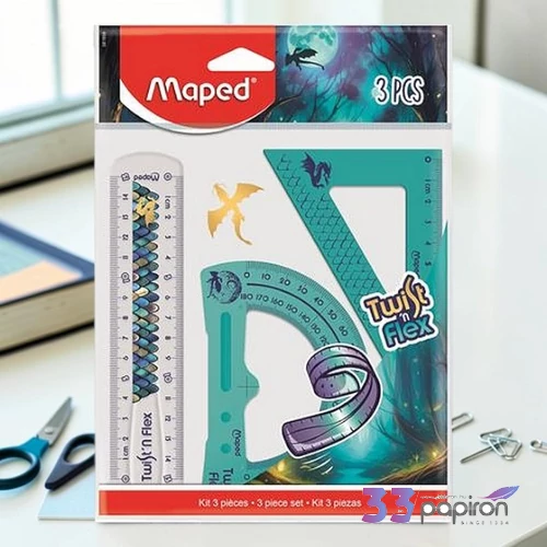 Vonalzókészlet műanyag 3 darabos törhetetlen MAPED „Dragon sárkány”
