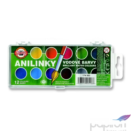 Vízfesték 12 Koh-I-Noor 184503 Brillant Akvarell 22,5mm anylinki ICO iskolaszer- tanszer