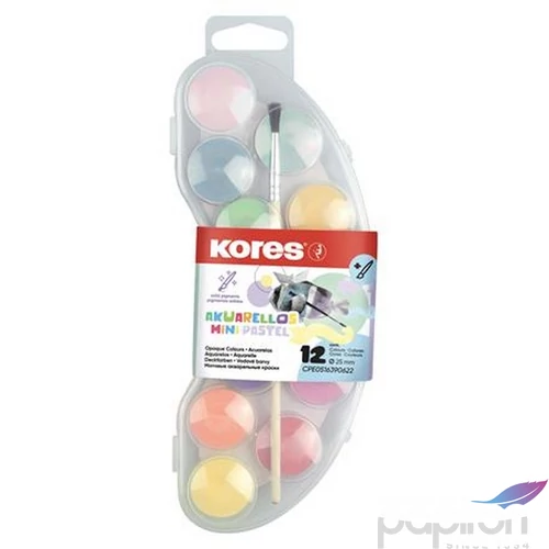 Vízfesték 12 Kores 12 darabos, 25mm, ecsettel Akuarellos Mini, pasztell színek