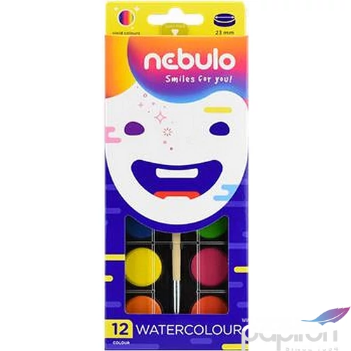 Vízfesték 12 Nebulo 23mm-es korongok Iskolaszerek Nebulo NVF-23-12/NVF-12-23