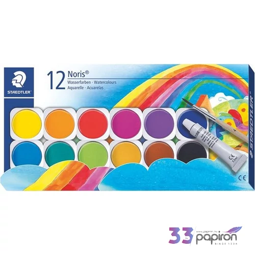 Vízfesték 12 Staedler Noris Club 30mm-es, ecset+fehér tempera Iskolaszerek Staedler 888 NC12