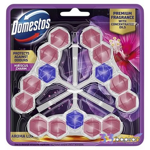 WC frissítő blokk 3db-os DOMESTOS Aroma Lux hibiszkusz