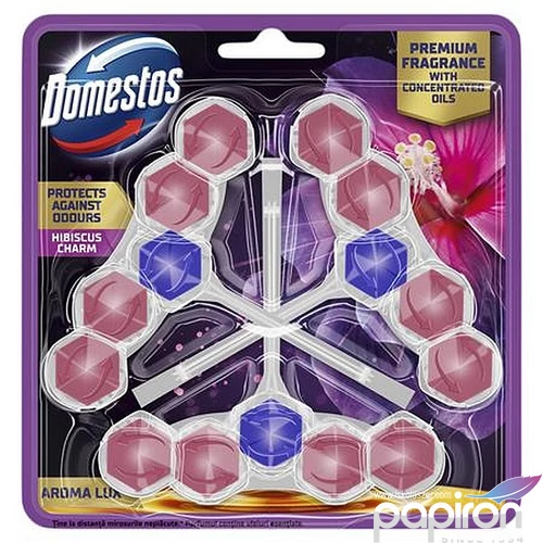 WC frissítő blokk 3db-os DOMESTOS Aroma Lux hibiszkusz