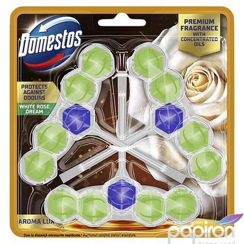 WC frissítő blokk 3db-os DOMESTOS Aroma Lux fehér rózsabimbó és teafa olaj