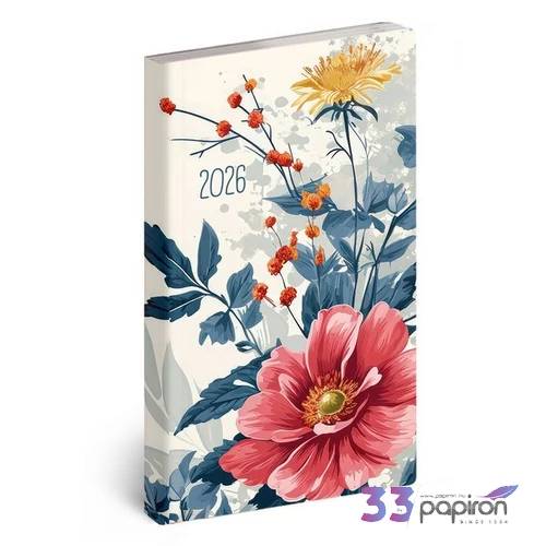 Zsebnaptár álló 2026 heti 5811-87 Flexi floral Realsystem 2026 kollekció!