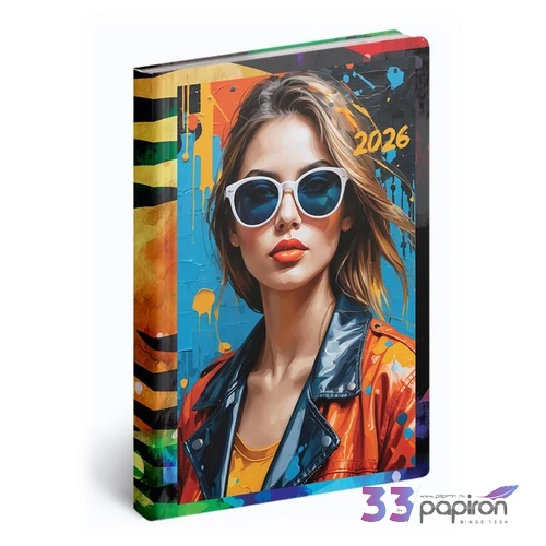 Zsebnaptár B/6 2026 heti gumis 5411-66 Fiestina face Realsystem 2026 kollekció!