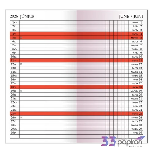 Zsebnaptár fekvő 2026 havi 8081-01 leporellós fekete Realsystem 2026 kollekció!