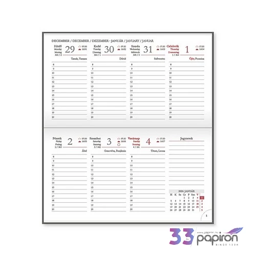 Zsebnaptár Period Standard 202 fekvő kék műbőr 2026 P4114-4566