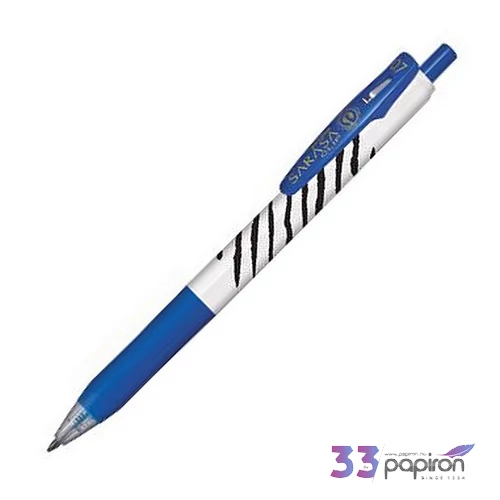 Zseléstoll 0,33mm Zebra nyomógombos, csíkos test, Sarasa Clip kék
