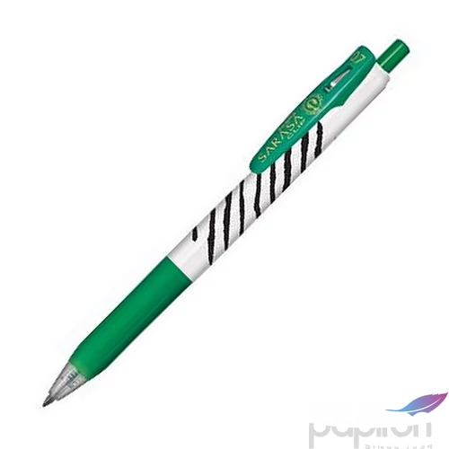 Zseléstoll 0,33mm Zebra nyomógombos, csíkos test, Sarasa Clip zöld