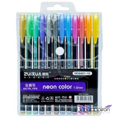 Zseléstoll készlet neon metál színű  12szín/set HC6407-12