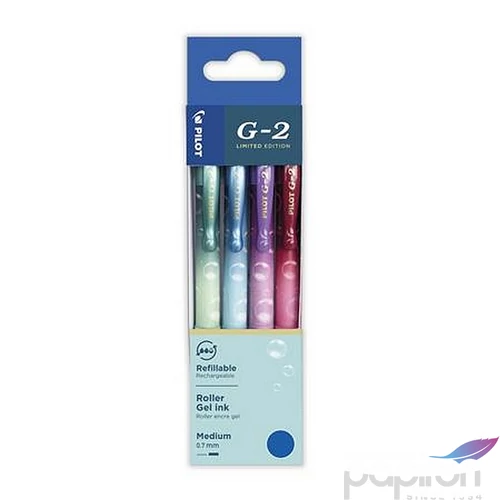 Zseléstoll készlet Pilot 0,32 mm, nyomógombos, G-2 Bubble kék, 4 különböző minta