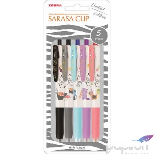 Zseléstoll készlet Zebra 0,33 mm, nyomógombos, Sarasa Clip Kawai Animal