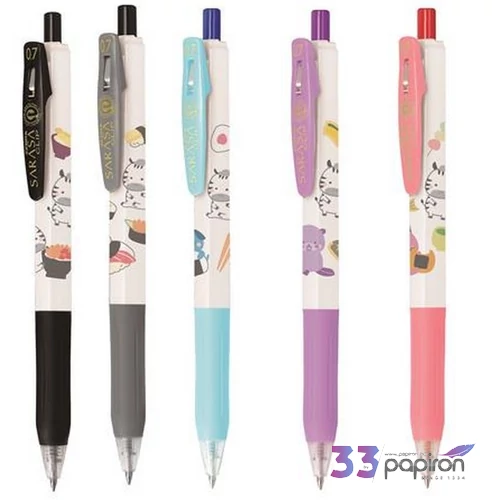 Zseléstoll készlet Zebra 0,33 mm, nyomógombos, Sarasa Clip Kawai Animal