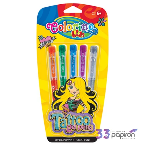 Zseléstoll tetováLós csillámos ColorinoTattoo, 5db ,6+ különböző színben
