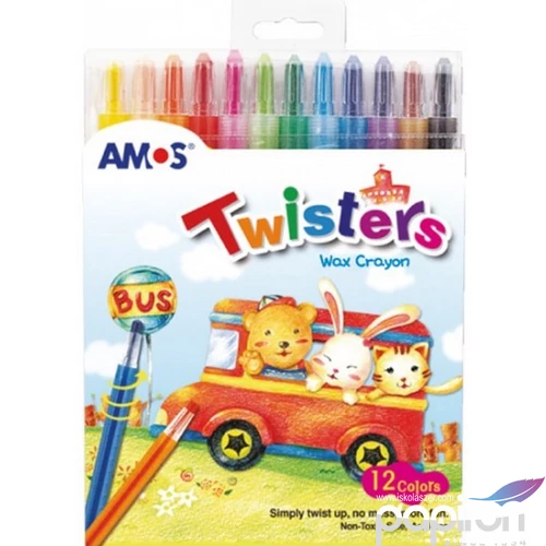 Zsírkréta toll 12 Amos Twister 12 színű csavaros heggyel RC12PST
